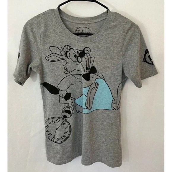 Alice In Wonderland Official Disney Shirt Size M (7-9) White Rabbit Graphic EUC - Picture 1 of 7
